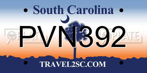 PVN392 South Carolina License Plate