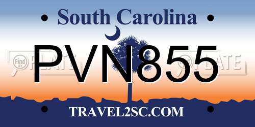 PVN855 South Carolina License Plate