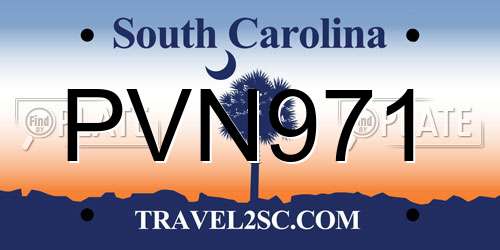 PVN971 South Carolina License Plate