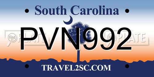 PVN992 South Carolina License Plate