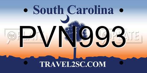 PVN993 South Carolina License Plate