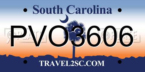 PVO3606 South Carolina License Plate