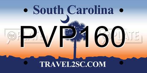 PVP160 South Carolina License Plate
