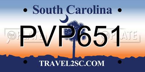 PVP651 South Carolina License Plate