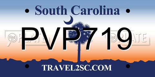 PVP719 South Carolina License Plate