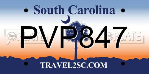 PVP847 South Carolina License Plate