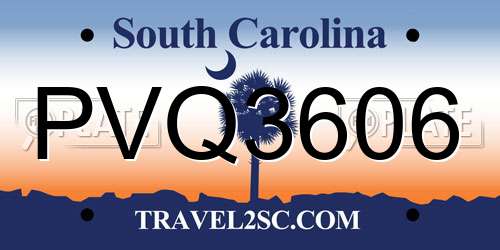 PVQ3606 South Carolina License Plate