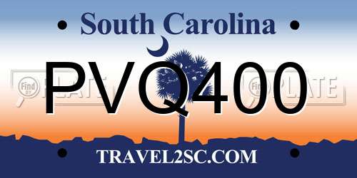 PVQ400 South Carolina License Plate