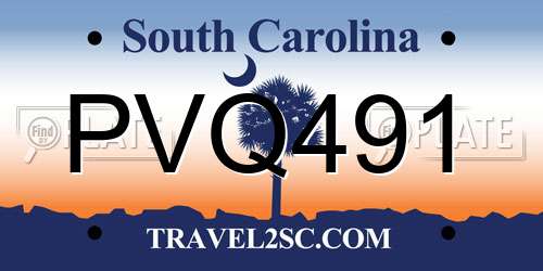 PVQ491 South Carolina License Plate