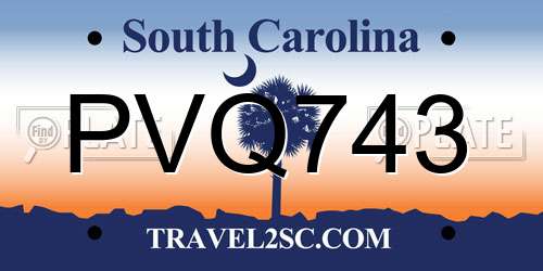 PVQ743 South Carolina License Plate