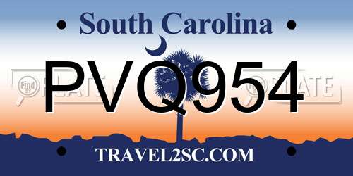 PVQ954 South Carolina License Plate