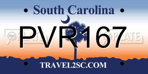 PVR167 South Carolina License Plate