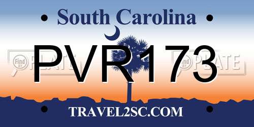 PVR173 South Carolina License Plate