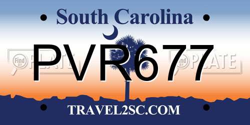 PVR677 South Carolina License Plate