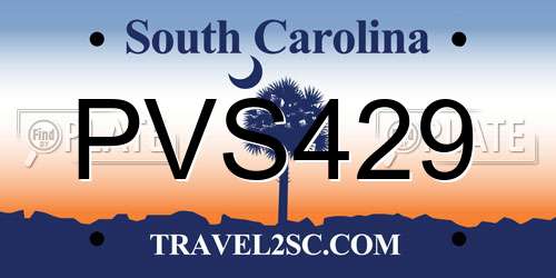 PVS429 South Carolina License Plate
