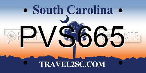 PVS665 South Carolina License Plate