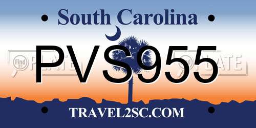 PVS955 South Carolina License Plate