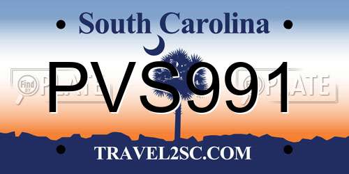 PVS991 South Carolina License Plate