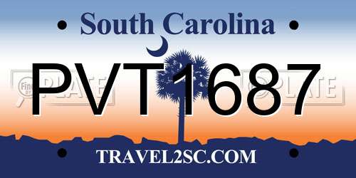 PVT1687 South Carolina License Plate