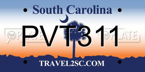 PVT311 South Carolina License Plate