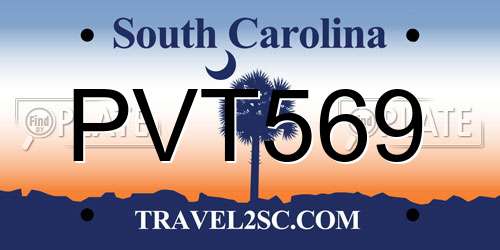 PVT569 South Carolina License Plate