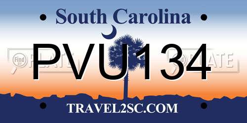 PVU134 South Carolina License Plate