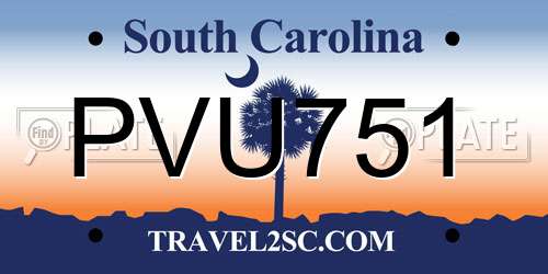 PVU751 South Carolina License Plate