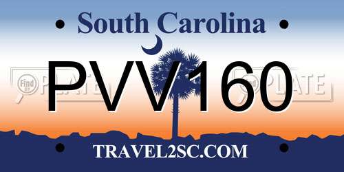 PVV160 South Carolina License Plate