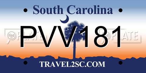 PVV181 South Carolina License Plate