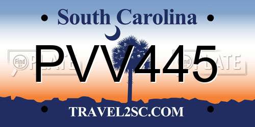 PVV445 South Carolina License Plate
