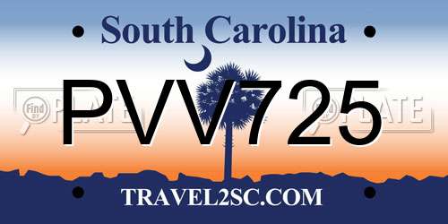 PVV725 South Carolina License Plate