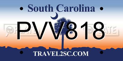 PVV818 South Carolina License Plate