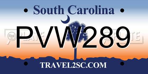 PVW289 South Carolina License Plate
