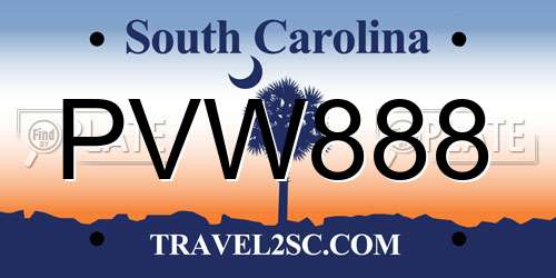 PVW888 South Carolina License Plate