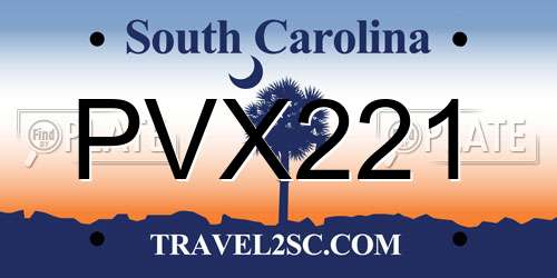 PVX221 South Carolina License Plate