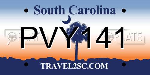 PVY141 South Carolina License Plate