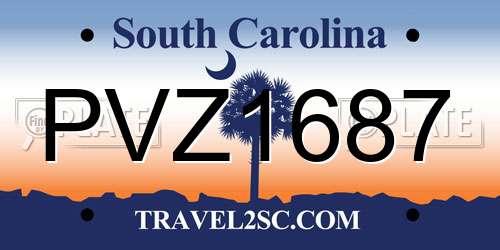 PVZ1687 South Carolina License Plate