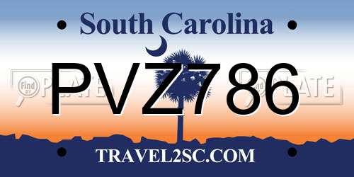 PVZ786 South Carolina License Plate