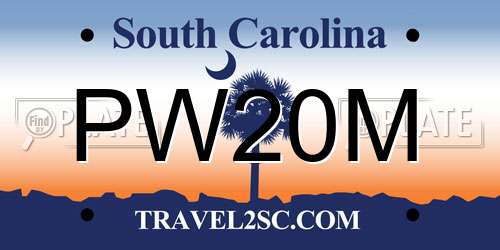 PW20M South Carolina License Plate