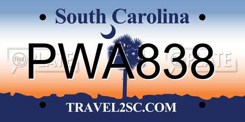 PWA838 South Carolina License Plate