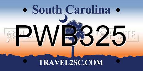 PWB325 South Carolina License Plate