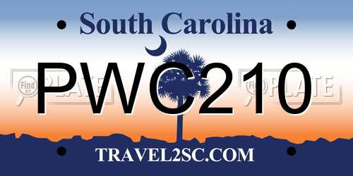 PWC210 South Carolina License Plate