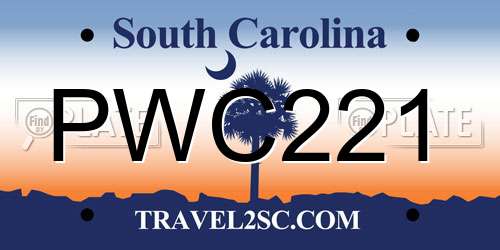 PWC221 South Carolina License Plate