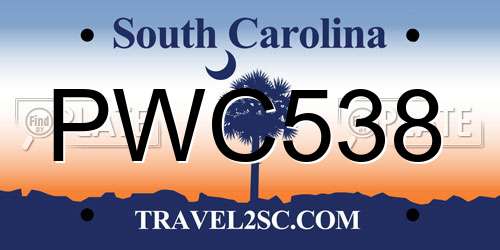 PWC538 South Carolina License Plate