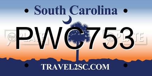 PWC753 South Carolina License Plate