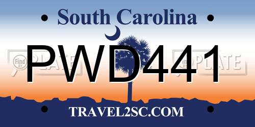 PWD441 South Carolina License Plate