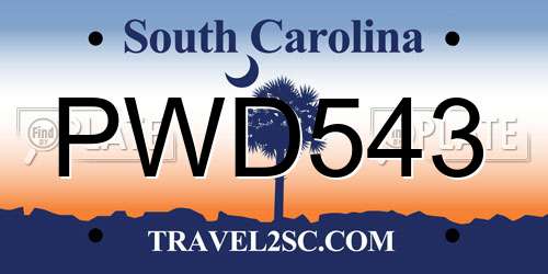 PWD543 South Carolina License Plate
