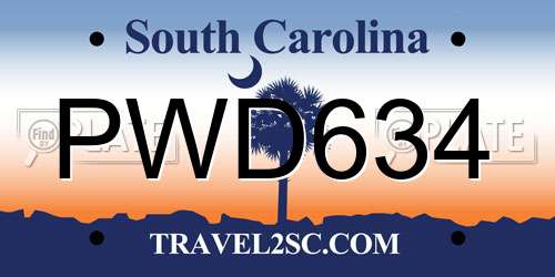PWD634 South Carolina License Plate