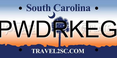 PWDRKEG South Carolina License Plate