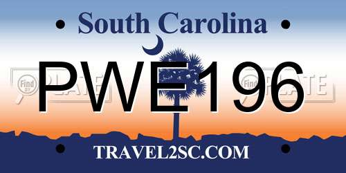 PWE196 South Carolina License Plate